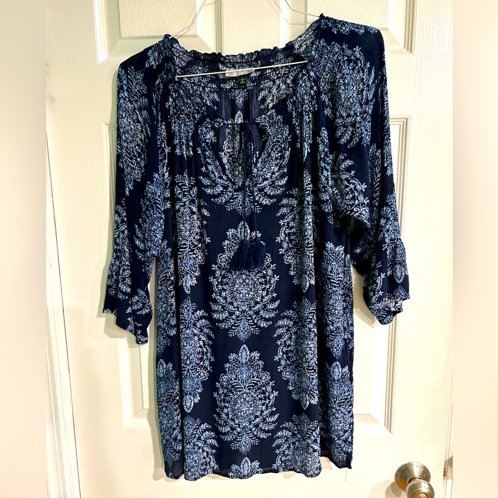 Chic Navy Floral Swim Coverup